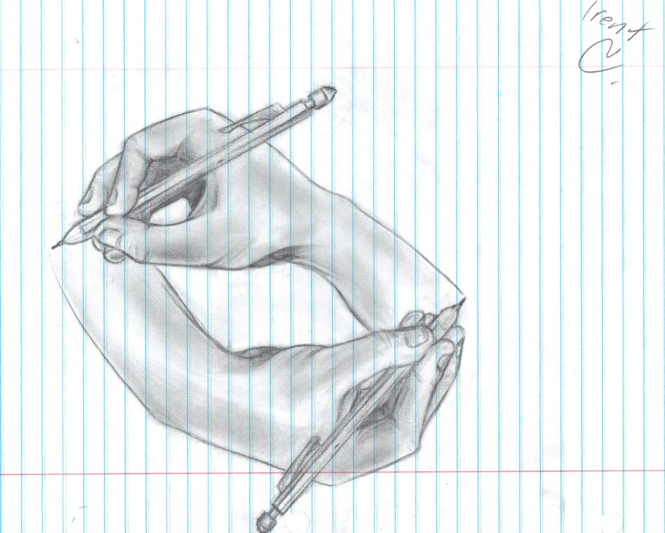 A drawing of my drawing hand drawing my hand