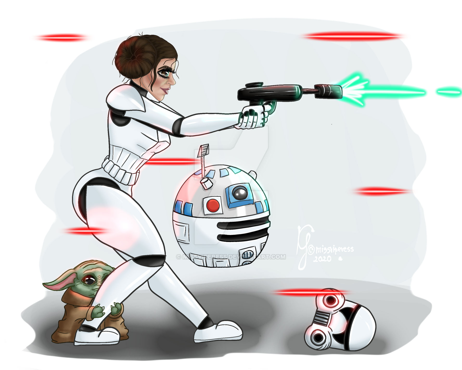 Download Princess Leia And Baby Yoda By Missviperess On Deviantart