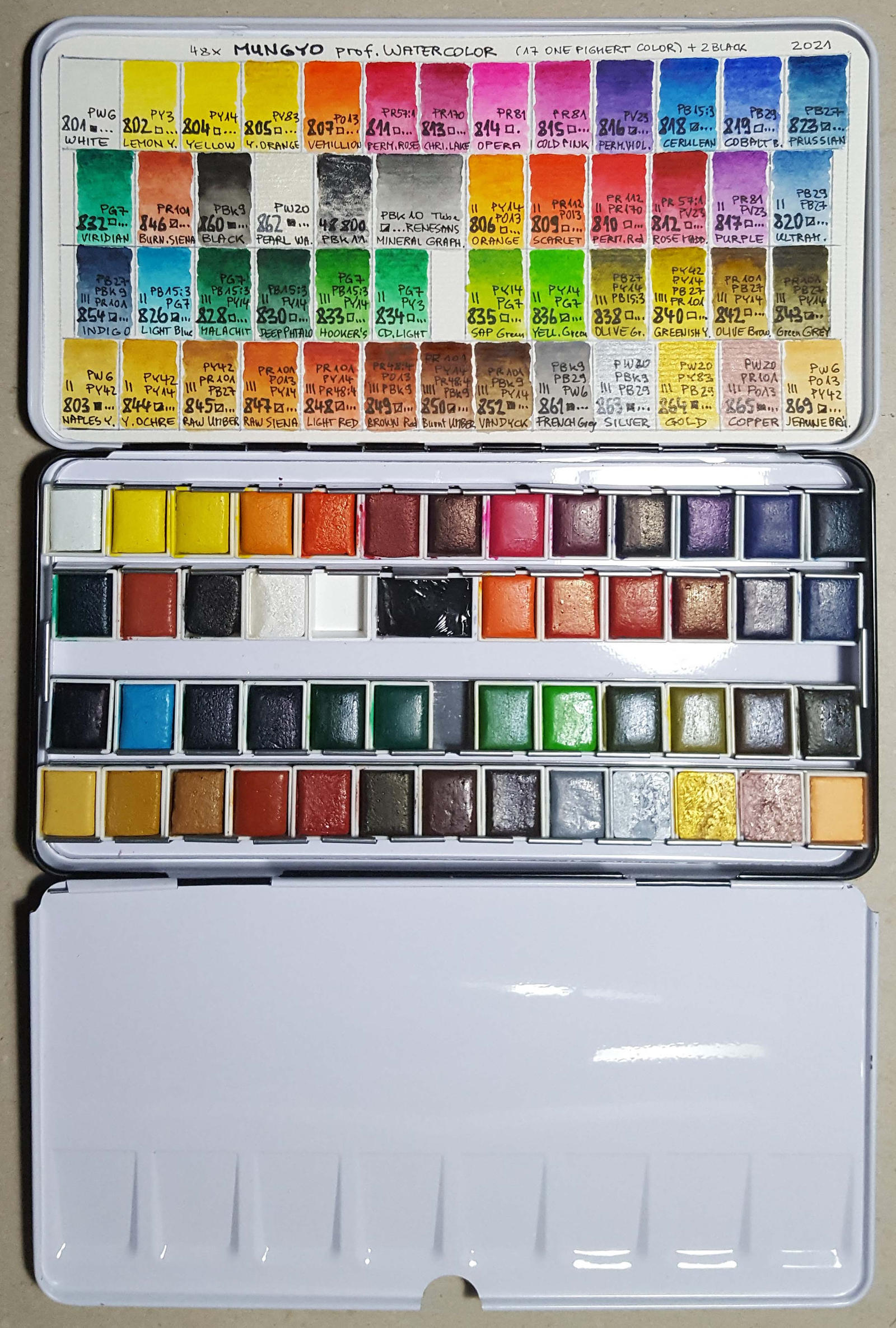 Mungyo Watercolor Set 48 - Swatches  Watercolor supplies, Watercolor,  Swatch