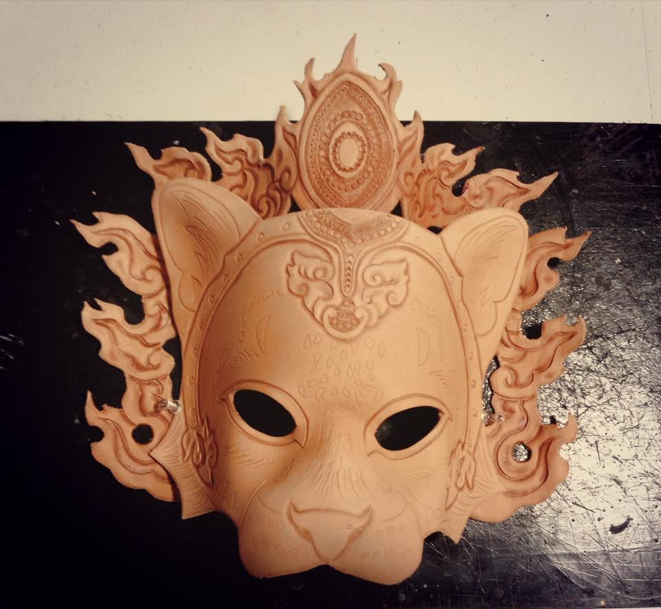 Crowned Leopard Leather Mask WIP