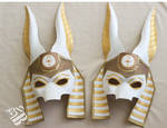 White Anubis Leather Egyptian Masks
