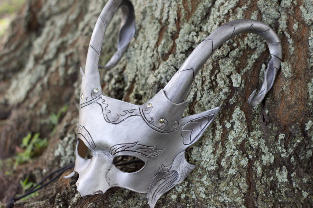 Custom Silver Satyr Leather Mask