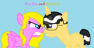 Mandark and Dee Dee fighting pony version