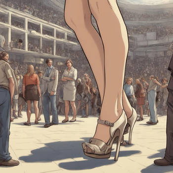 Giantess walking around near people 