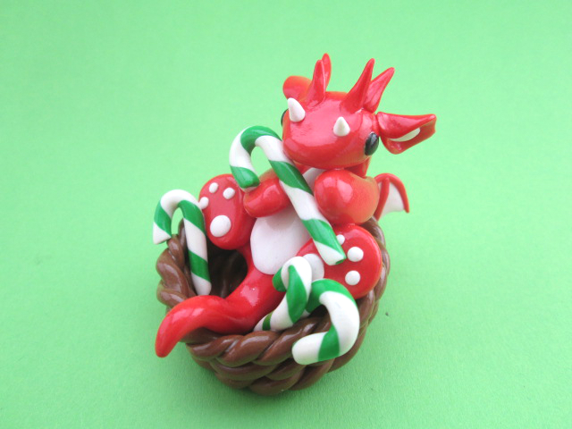 Candy Cane Dragon in a basket