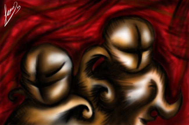 Red Figures with Curls