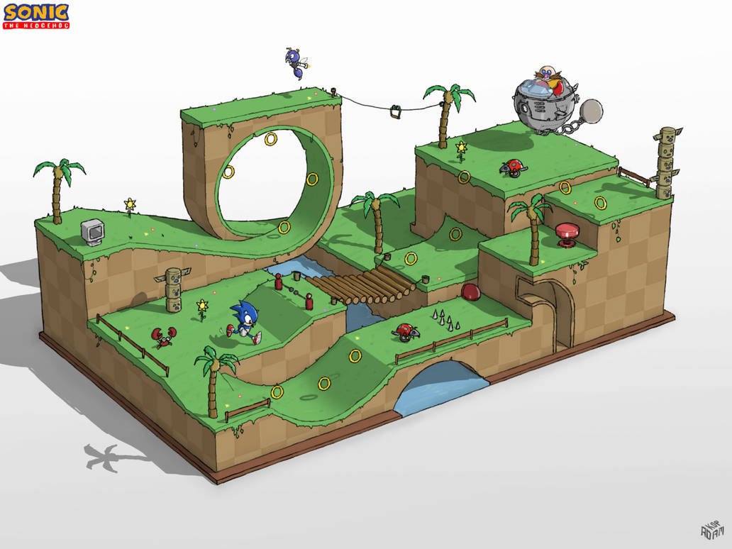 I made this Sonic Green Hill Zone Diorama come alive in 3D, do you like it  ? :D Who wants to play old sonic games ? : r/gaming