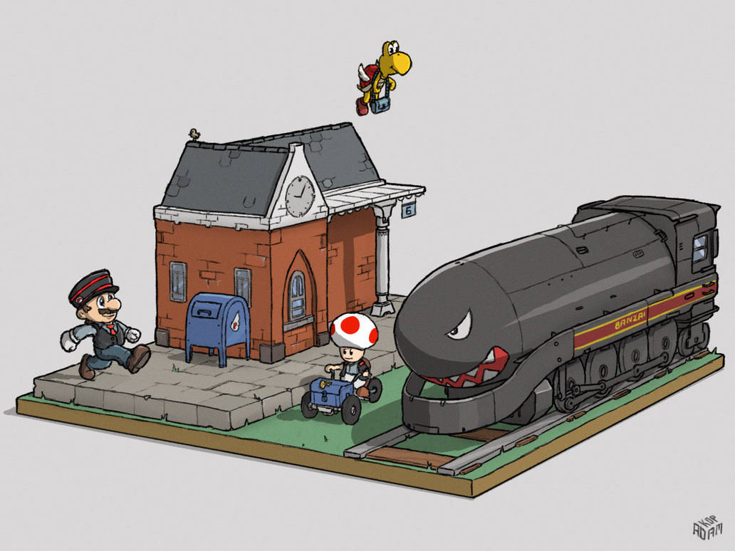 Super Mario Banzai Bill Train Station concept by AKopArt on DeviantArt