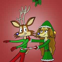 Ice and Janice under mistletoe by Grobir