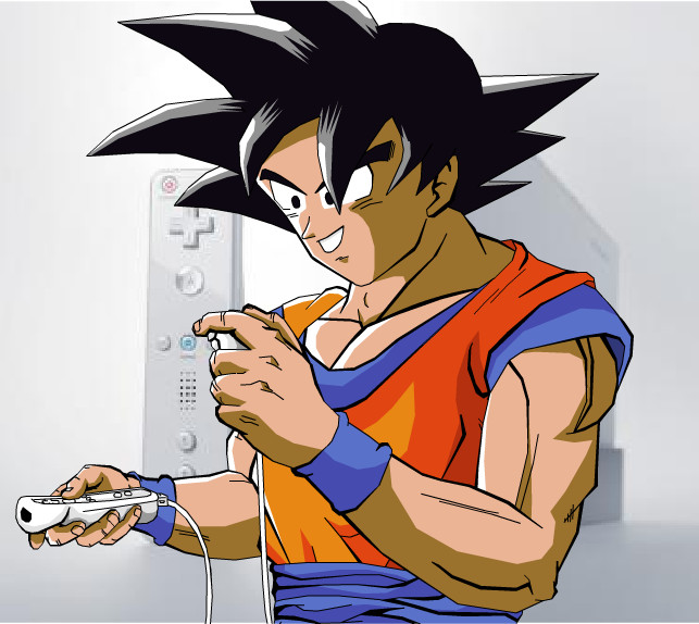 Goku playing the Wii