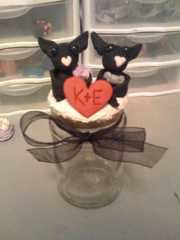 Black Bat Couple Deco Jar