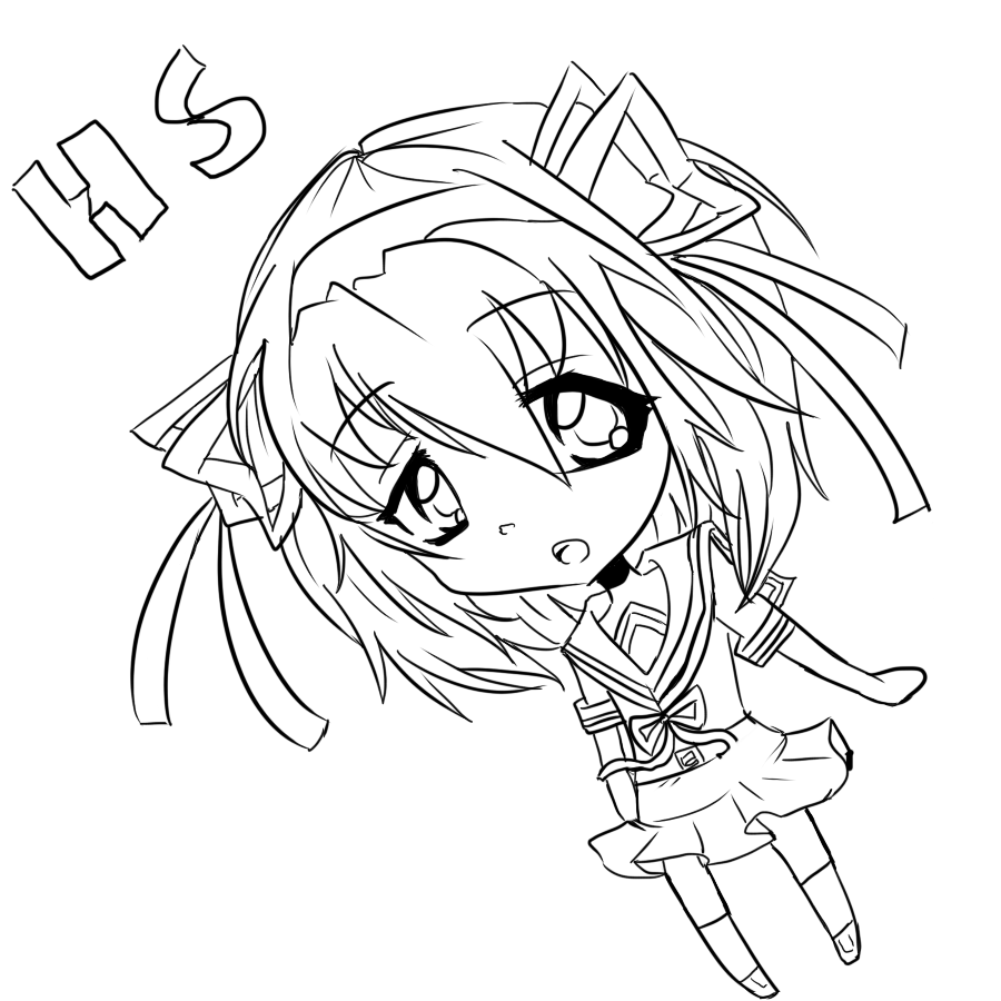 Haruhi Suzimiya Chibi Lineart