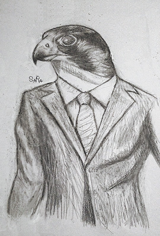 Peregrine Falcon in Suit and Tie