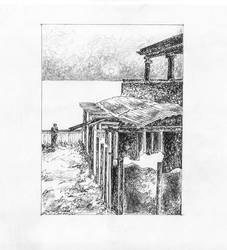 Seaside view with Columns - Sketch no #002 by tutanvaly