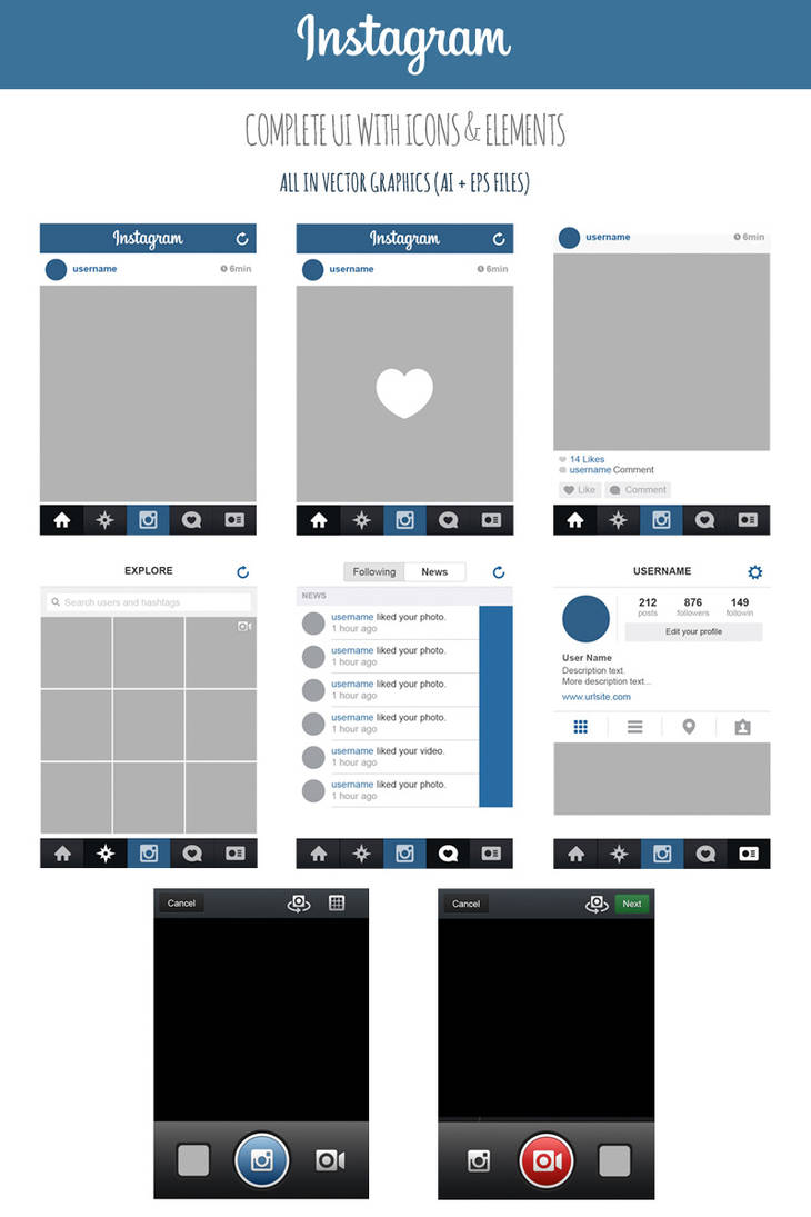 Download FREE Instagram Complete Vector UI by MarinaD on DeviantArt