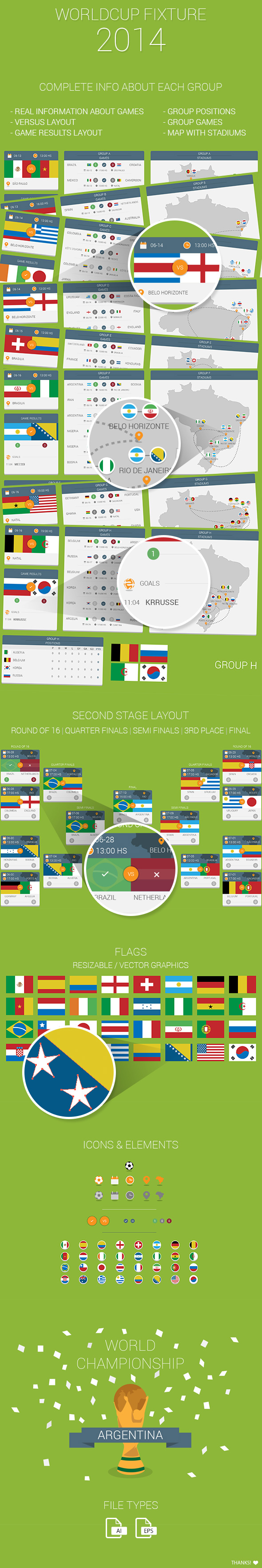 WorldCup Brasil 2014 Fixture and Flat UI