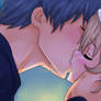 Toradora colorize. Ryuuji and Taiga kiss.
