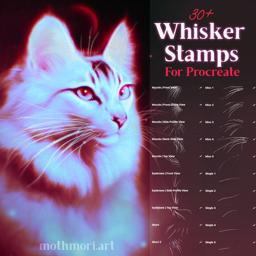 Whisker Stamps for Procreate by mothmori on DeviantArt