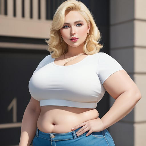 Beautiful BBW Blonde W Crop Top And Jeans AI By MikoMotorola99 On beautiful-bbw-blonde-w-crop-top-and-jeans-ai-by-mikomotorola99-on