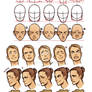 Face shapes and Facial expressions reference sheet