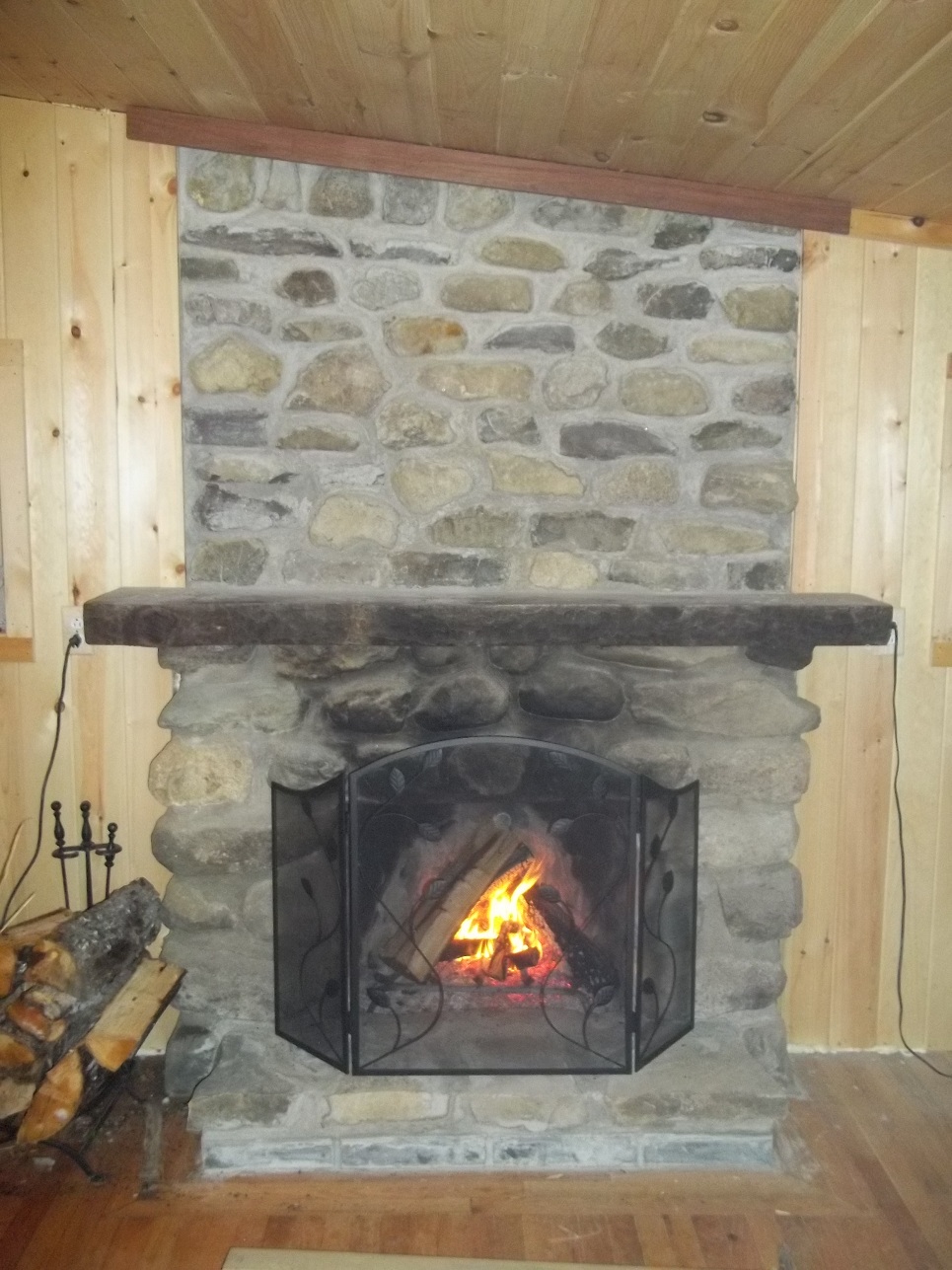 stone fireplace