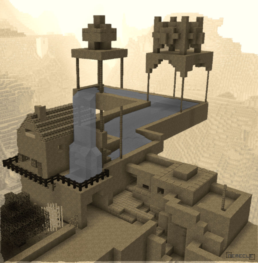 Escher waterfalls in minecraft updated