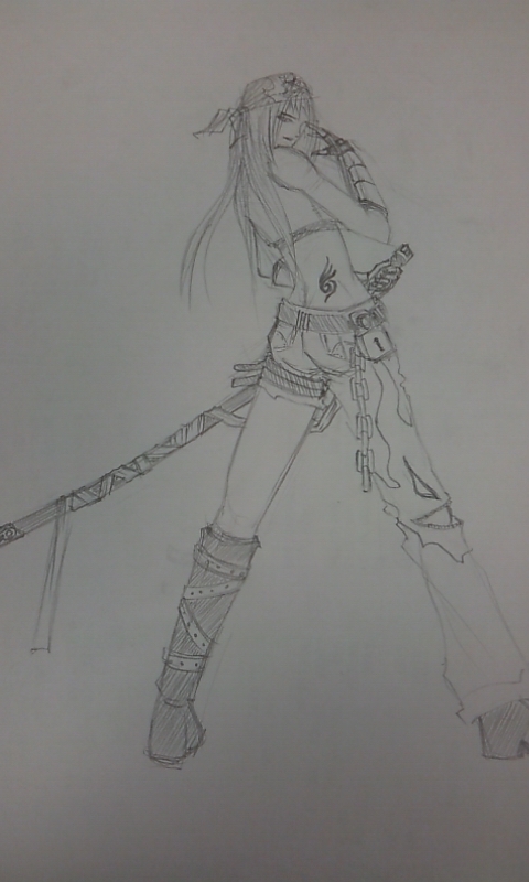 random girl with sword by xythe