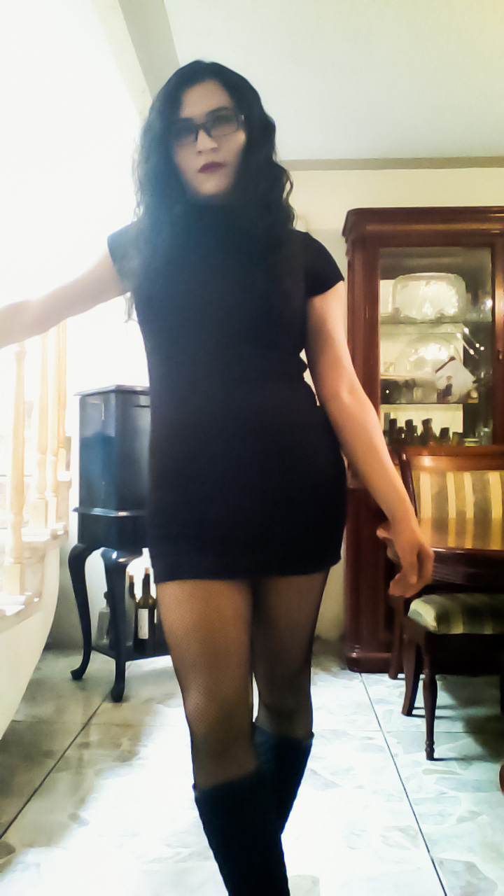 crossdressing little black dress Crossdresser Little Black Dress with Lacy Brocade