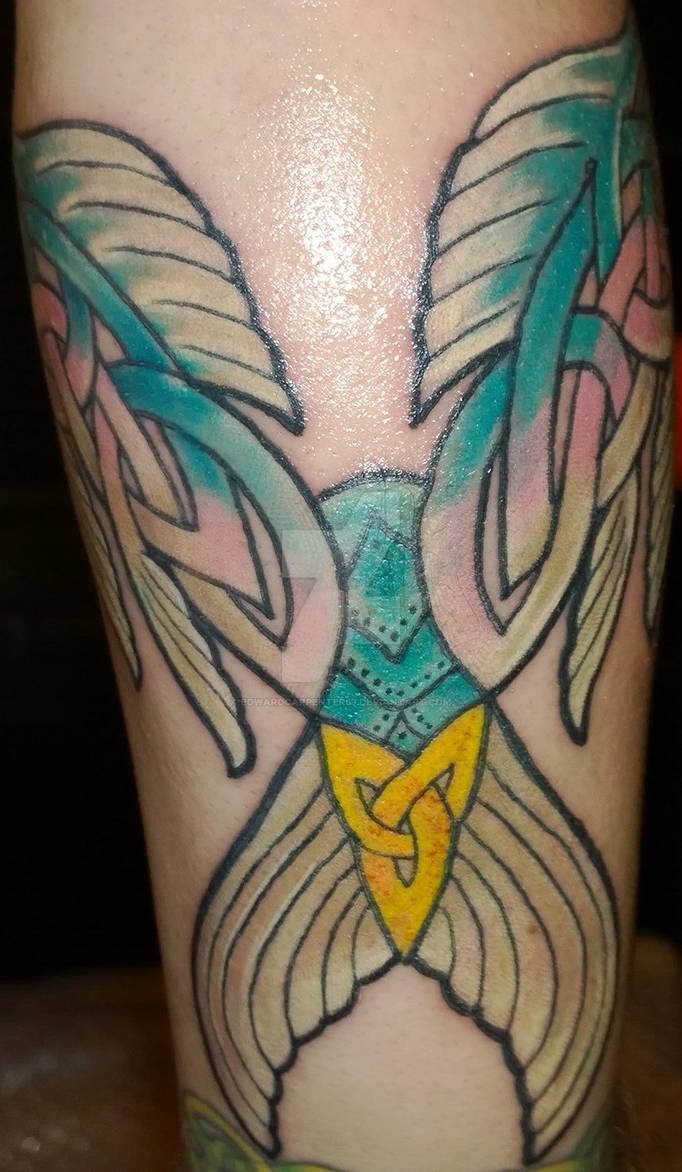 Celtic Salmon Tattoo Sketch/Transfer full colour 2 by EdwardCarpenter87