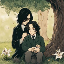Young Severus Snape under a tree with Lily