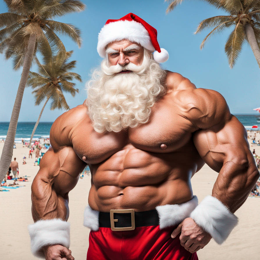 Sweaating Santa Buff Santa on the beach by zSpirall on DeviantArt