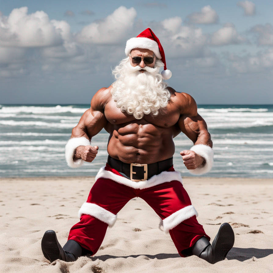 Buff Santa on the beach by zSpirall on DeviantArt