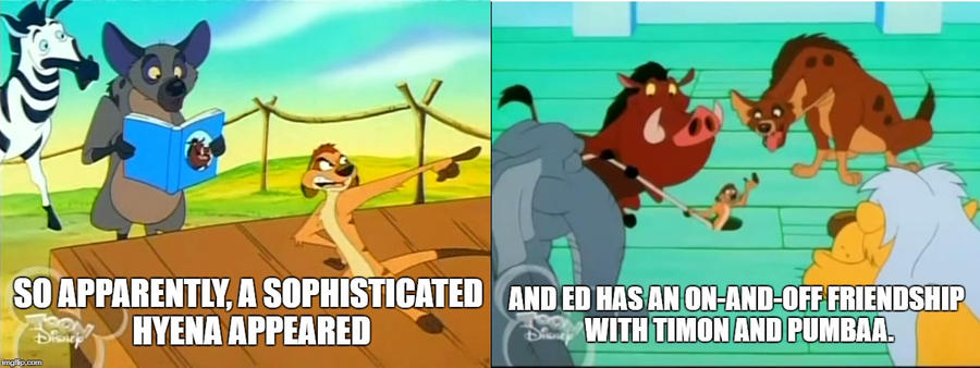 Timon and Pumbaa with Hyenas Meme by s233220 on DeviantArt