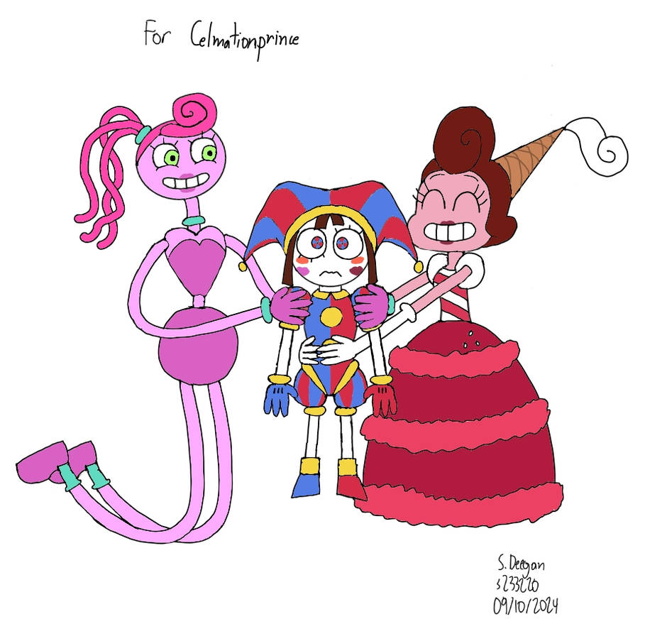Two Jester Rbbits Art Trade - Two Pink Ladies and a Jester by s233220 on DeviantArt