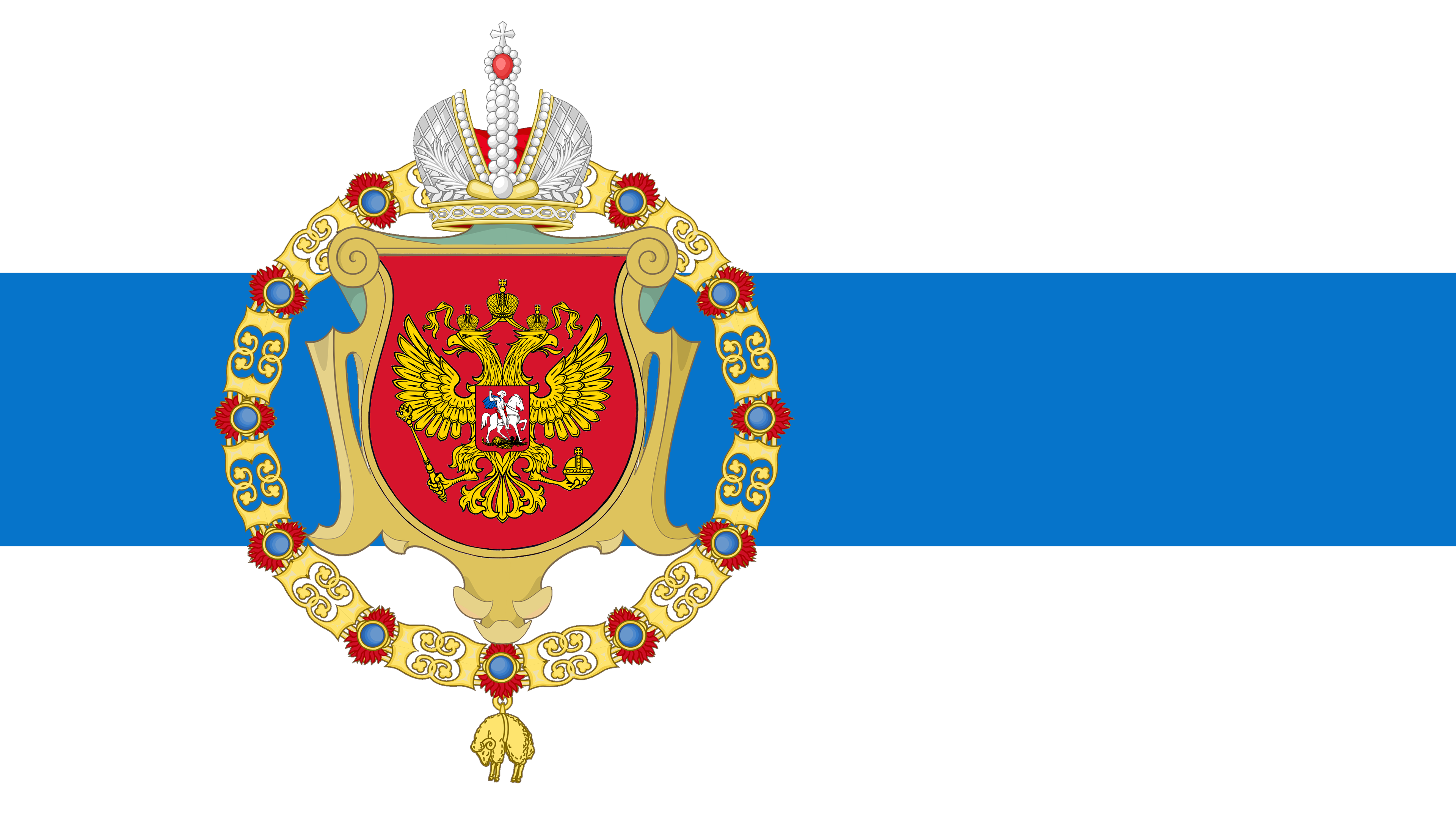 Free Russia flag+Gold Russian State coat of arms by CTGonYT on