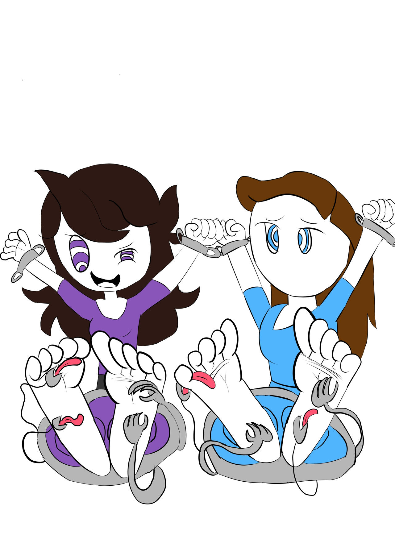 Jaiden and Rebecca hypnotized feet tickle (request by weirdo6264 on