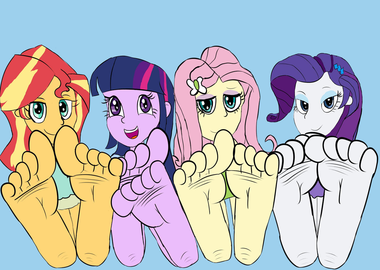 Sunset, Twilight, Fluttershy, Rarity feet (request