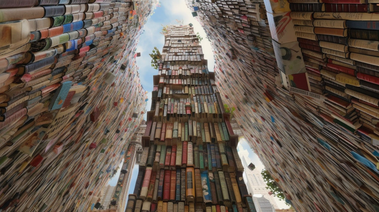 High Rise Buildings Books Up At A Hundred Foot High Building of Books by soraxtm on DeviantArt