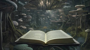 Huge Book in mushroom land