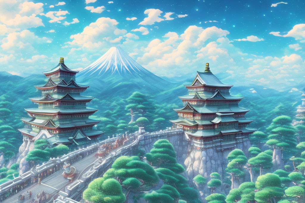 Japanese Castle Landscape by midjourneyartworks on DeviantArt