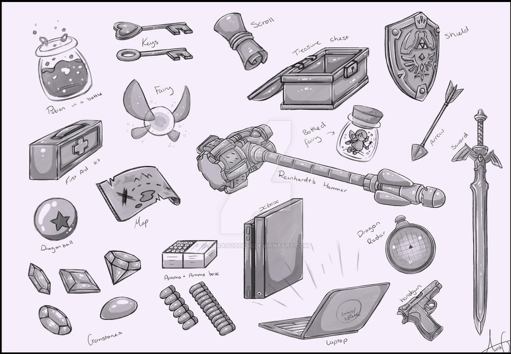 COMMISSION - item references by AuraGoddess on DeviantArt