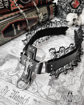 Gothic choker collar Cross handmade