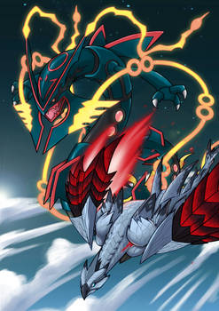 Pokemon x Monster Hunter: Rayquaza and Valstrax