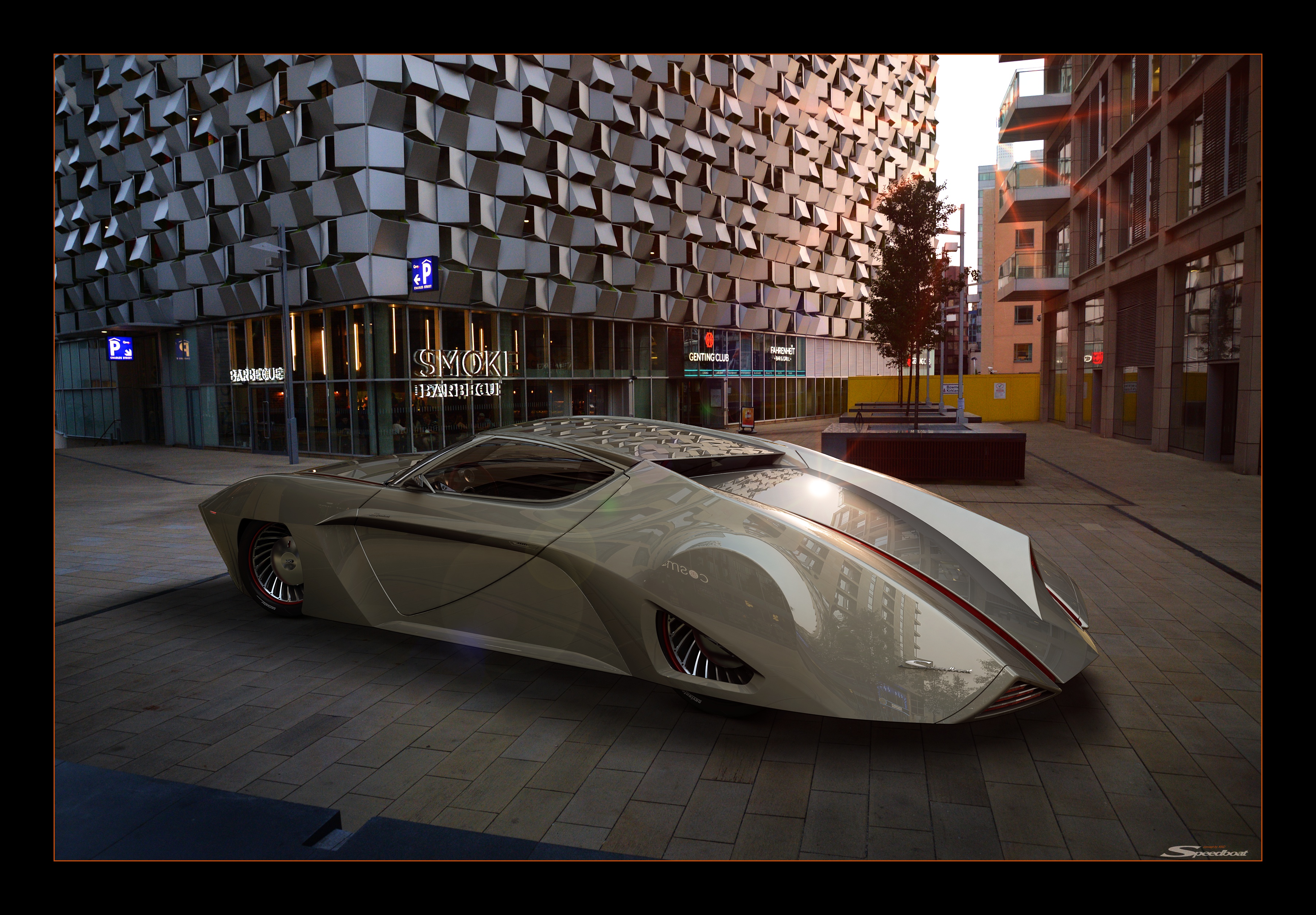 XIIIDSter Speedboat concept @dusk #2