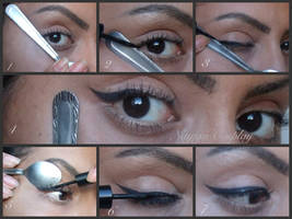 Eyeliner tutorial using a spoon