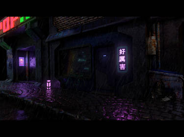 Cyberpunk alley render