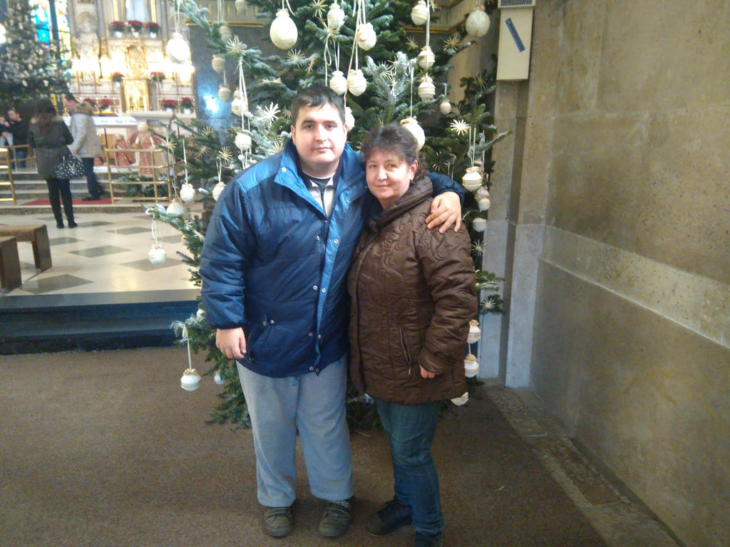 My Son And Mother to Christmas tree