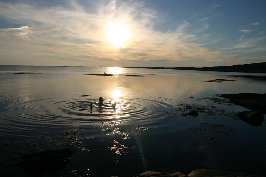 Bathing in sunset