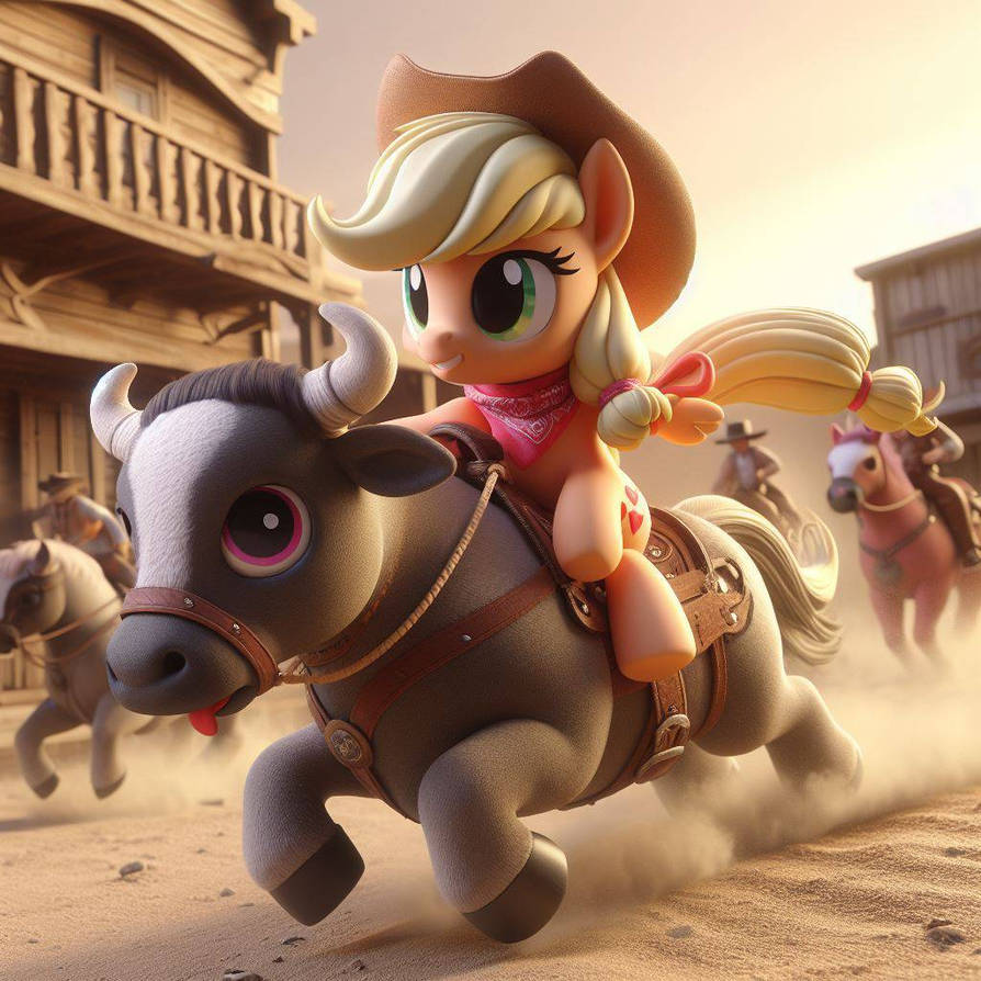 Applejack Rodeo Applejack's Bull Ride by PicPonies on DeviantArt