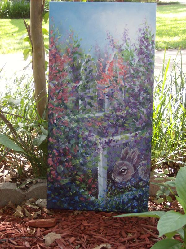 Floral Garden Bunny Painting